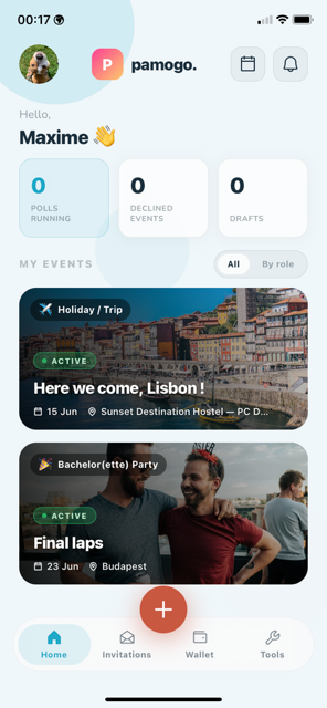 Pamogo — home screen